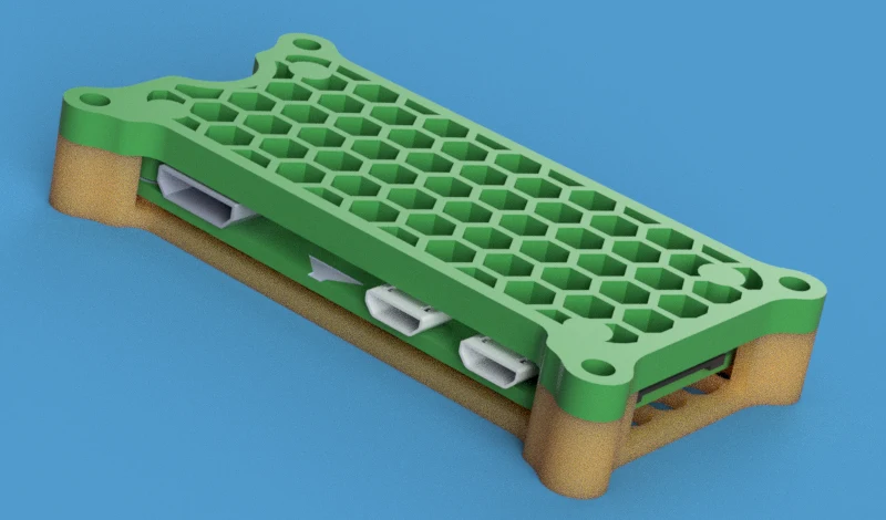 Boîtier en nid d'abeille pour Raspberry Pi Zero 2 W avec montage par extrusion en option