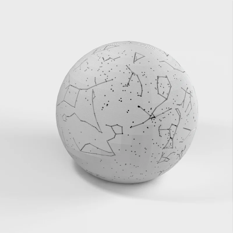 Sphère céleste avec constellations et emplacement des étoiles