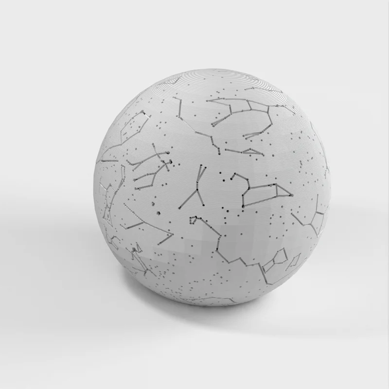 Sphère céleste avec constellations et emplacement des étoiles