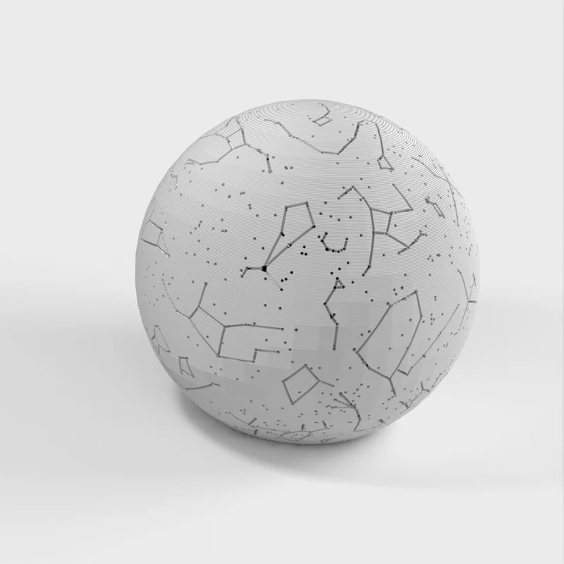 Sphère céleste avec constellations et emplacement des étoiles