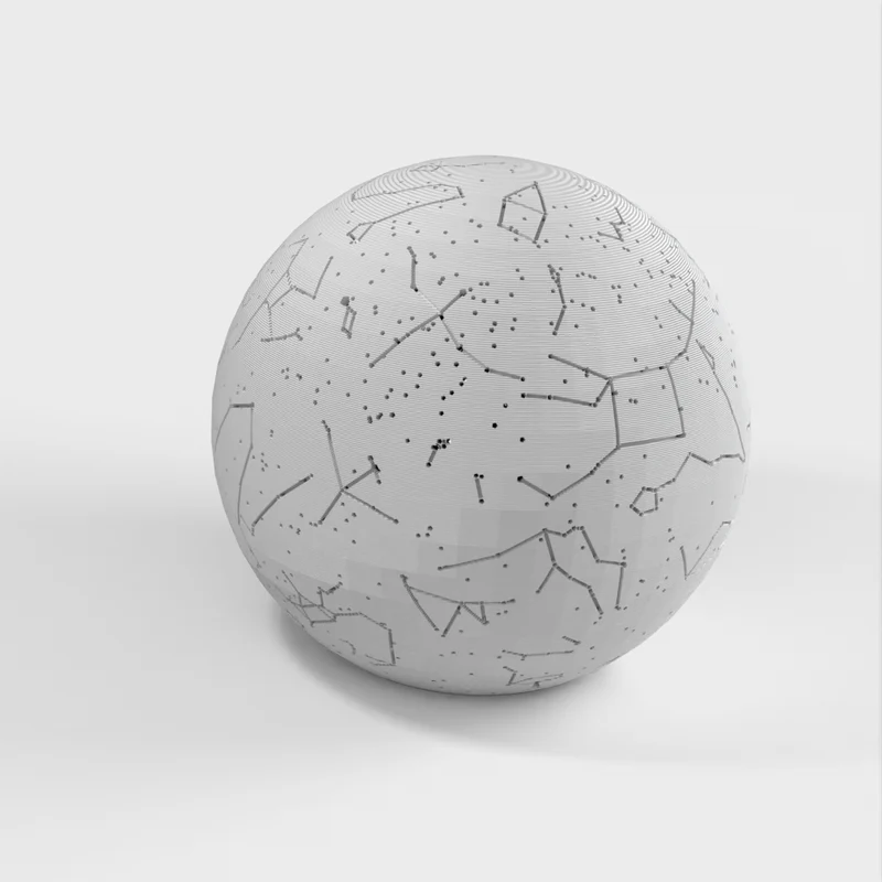Sphère céleste avec constellations et emplacement des étoiles