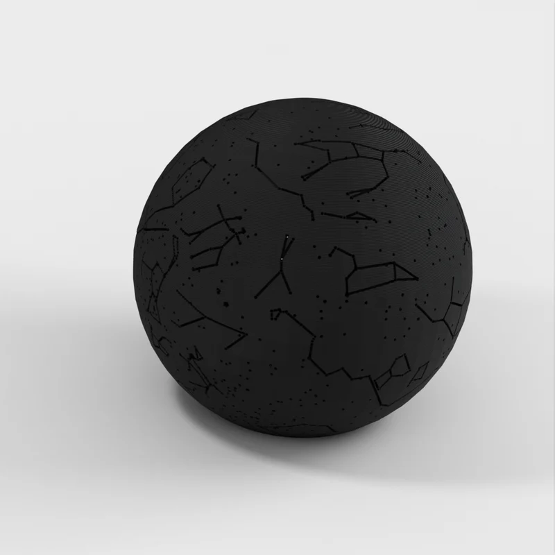 Sphère céleste avec constellations et emplacement des étoiles