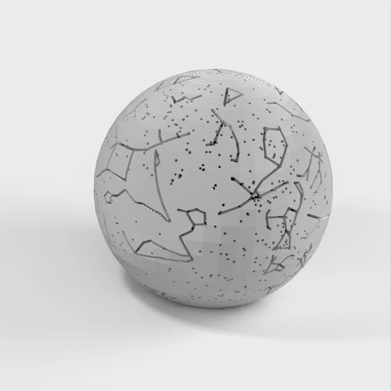 Sphère céleste avec constellations et emplacement des étoiles