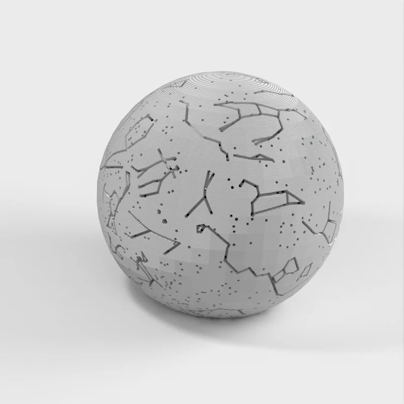 Sphère céleste avec constellations et emplacement des étoiles
