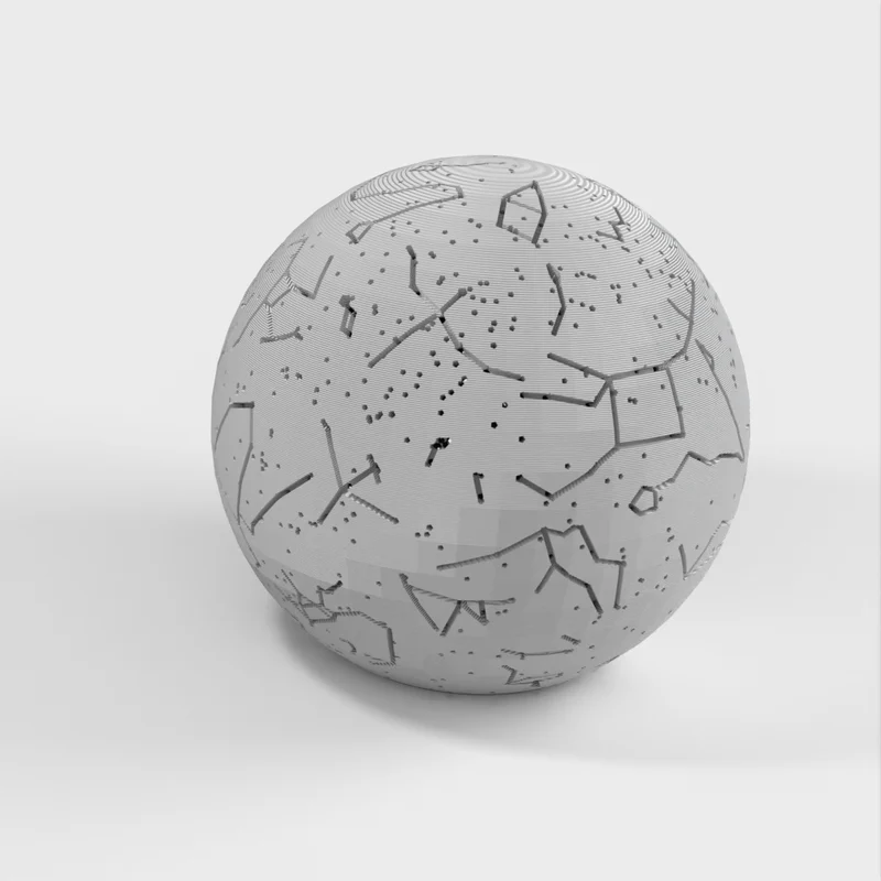 Sphère céleste avec constellations et emplacement des étoiles
