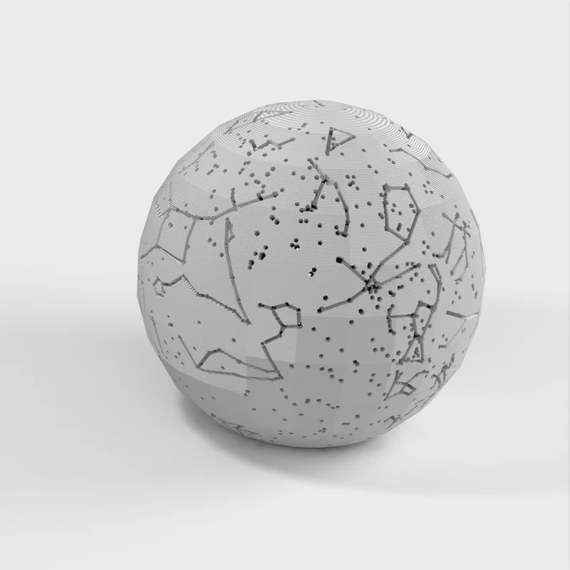 Sphère céleste avec constellations et emplacement des étoiles