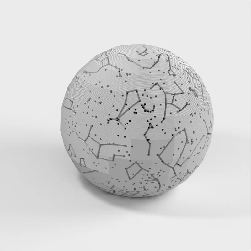 Sphère céleste avec constellations et emplacement des étoiles