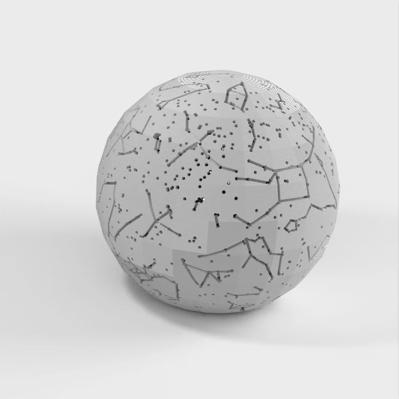 Sphère céleste avec constellations et emplacement des étoiles