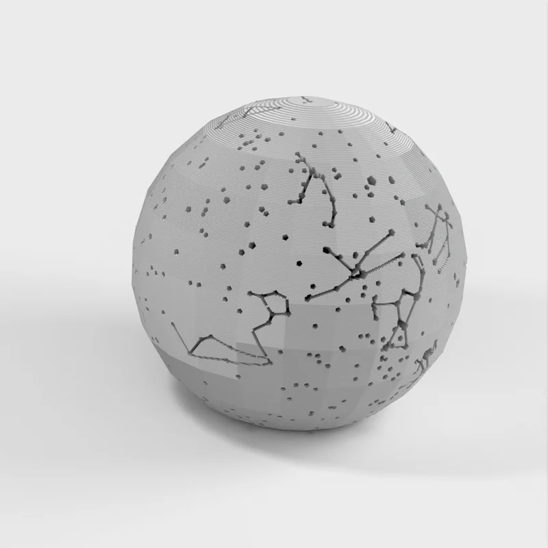 Sphère céleste avec constellations et emplacement des étoiles