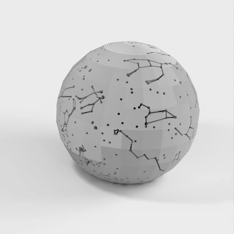 Sphère céleste avec constellations et emplacement des étoiles