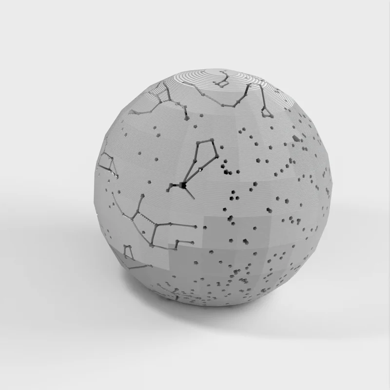 Sphère céleste avec constellations et emplacement des étoiles