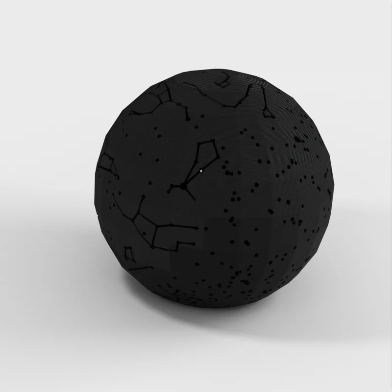 Sphère céleste avec constellations et emplacement des étoiles