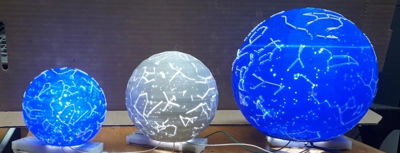 Sphère céleste avec constellations et emplacement des étoiles