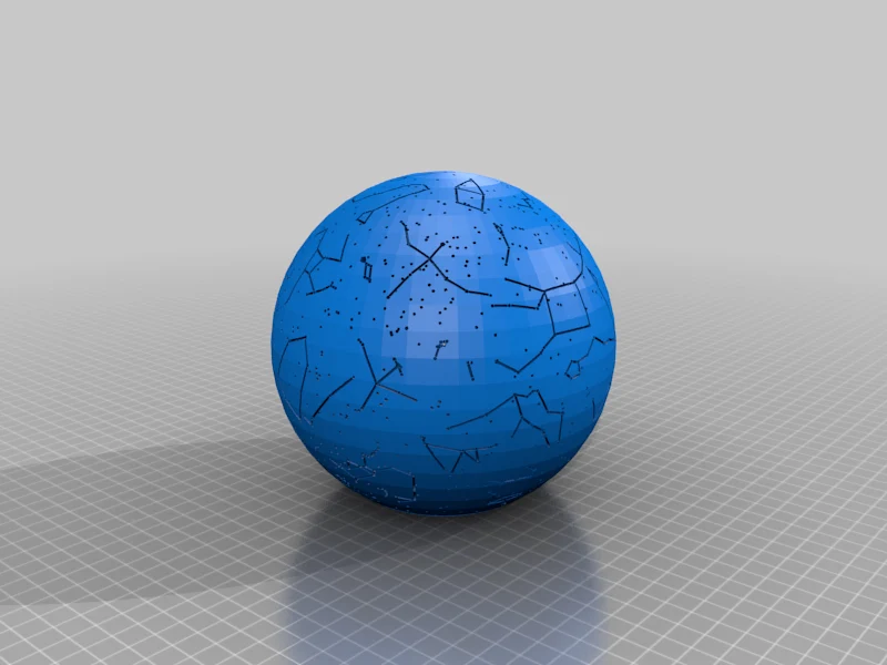 Sphère céleste avec constellations et emplacement des étoiles