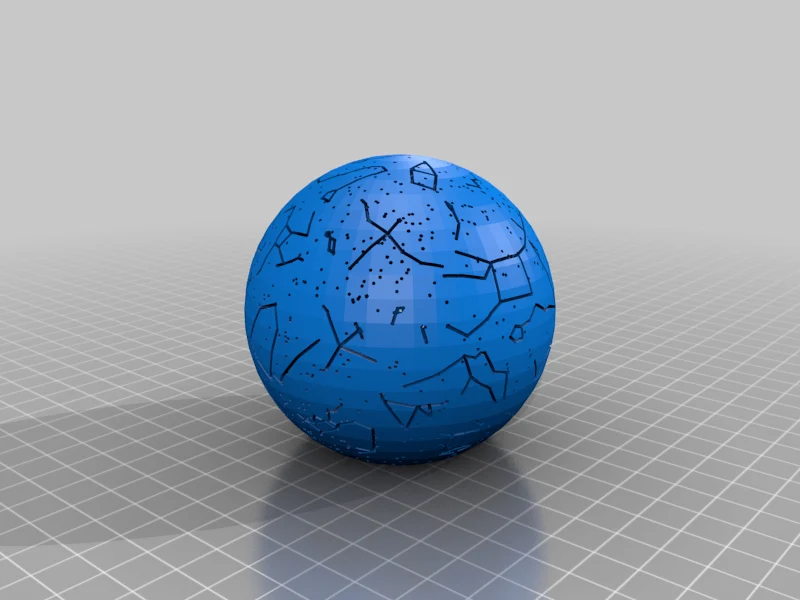 Sphère céleste avec constellations et emplacement des étoiles