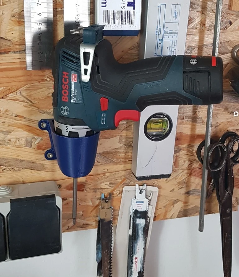 Porte-perceuse Bosch GSR 12V et Makita pour montage mural