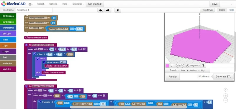 Tutoriel sur le générateur Snoflager pour BlocksCAD