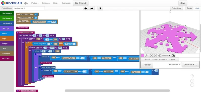 Tutoriel sur le générateur Snoflager pour BlocksCAD