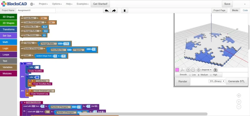Tutoriel sur le générateur Snoflager pour BlocksCAD