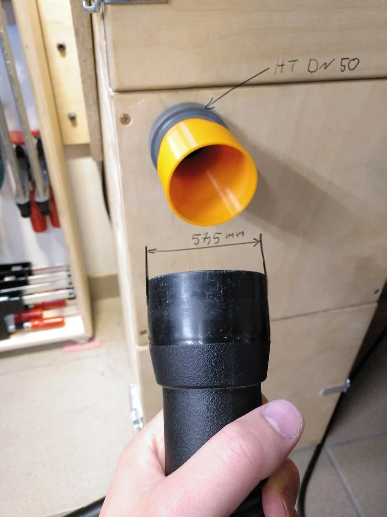 Adaptateur de vide DN 50 pour tuyau de 58 mm (Convient pour Metabo, Makita et Nilfisk)