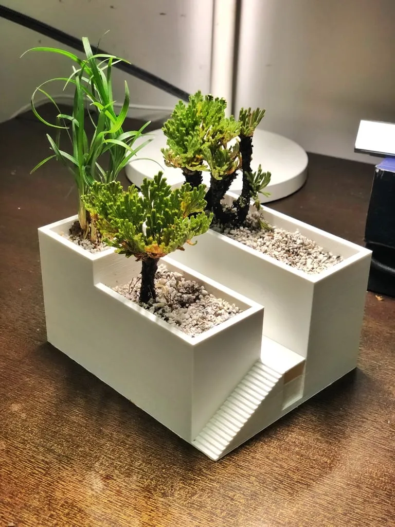 Pot de fleurs (avec trous de drainage cachés et bac à eau)