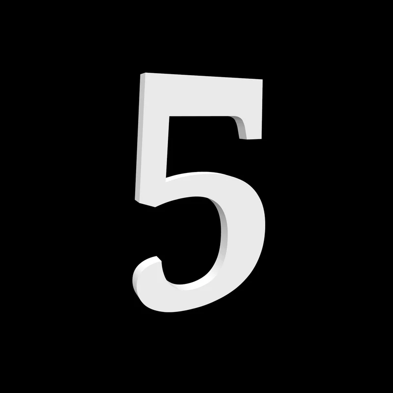 Numéro de maison 5 - Noto Serif - 170 mm de haut - 10 mm de profondeur
