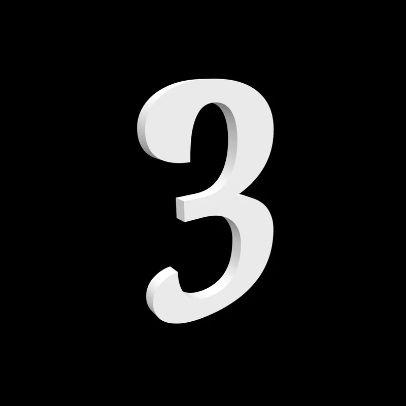 Numéro de maison 3 - Noto Serif - 170 mm de haut - 10 mm de profondeur