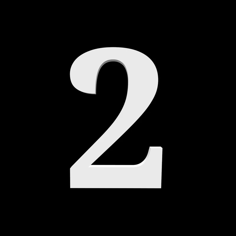 Numéro de maison 2 - Noto Serif - 170 mm de haut - 10 mm de profondeur