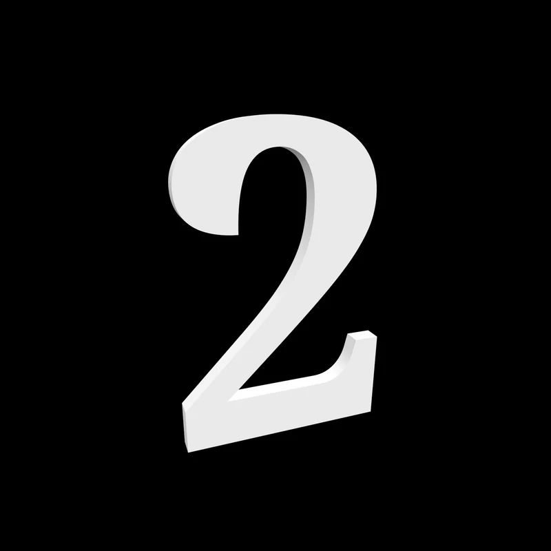 Numéro de maison 2 - Noto Serif - 170 mm de haut - 10 mm de profondeur