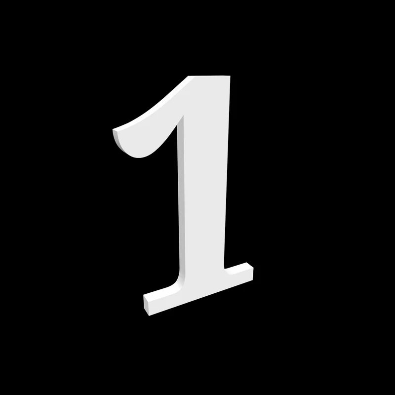 Numéro de maison 1 - Noto Serif - 170 mm de haut - 10 mm de profondeur